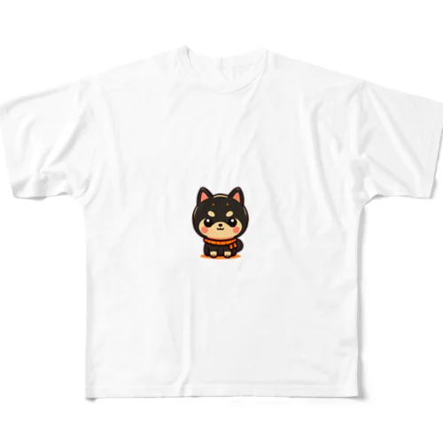 まんまる黒柴 フルグラフィックTシャツ