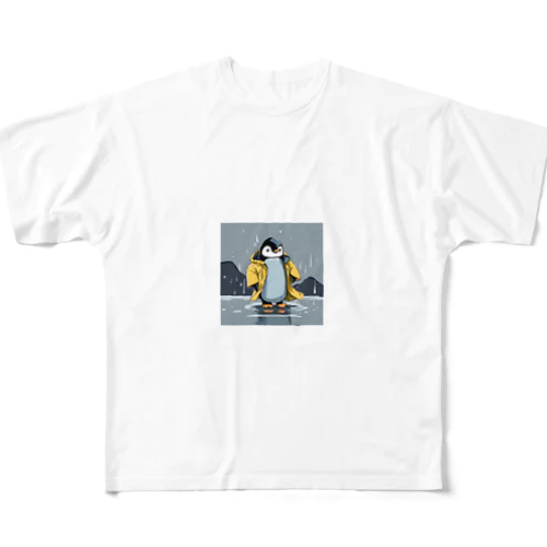 レインコートをつけたペンギン All-Over Print T-Shirt