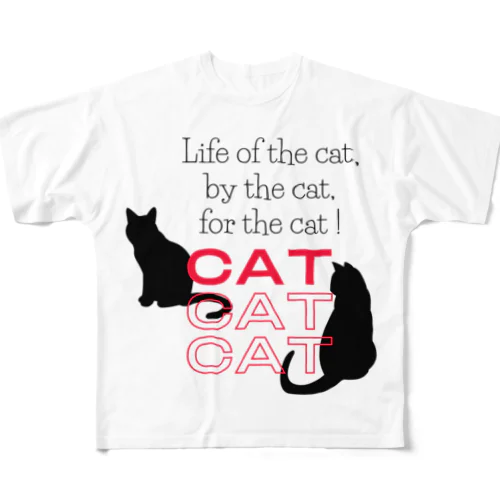 猫大好きリンカーン演説 All-Over Print T-Shirt