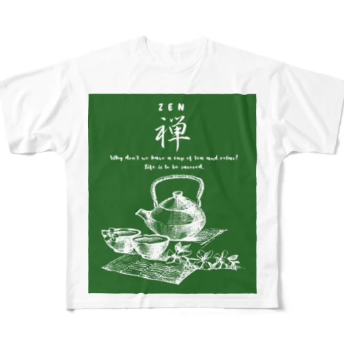 お茶シャツ緑茶 フルグラフィックTシャツ