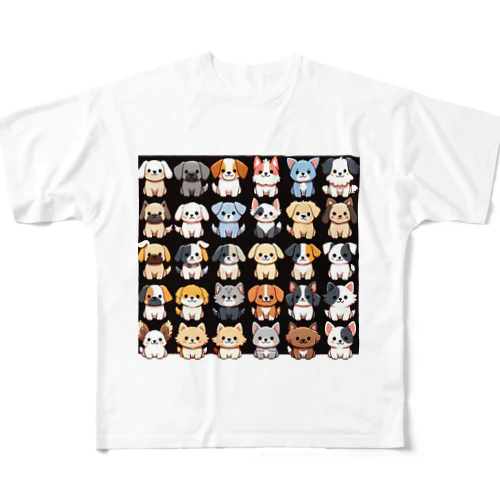 イッヌ大集合 All-Over Print T-Shirt