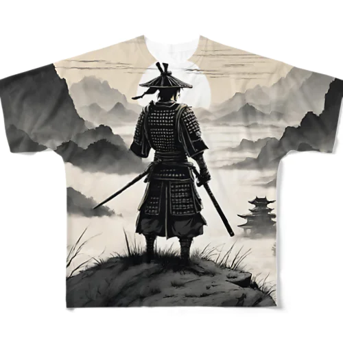 戦に敗れた武士が佇む風景画4 フルグラフィックTシャツ