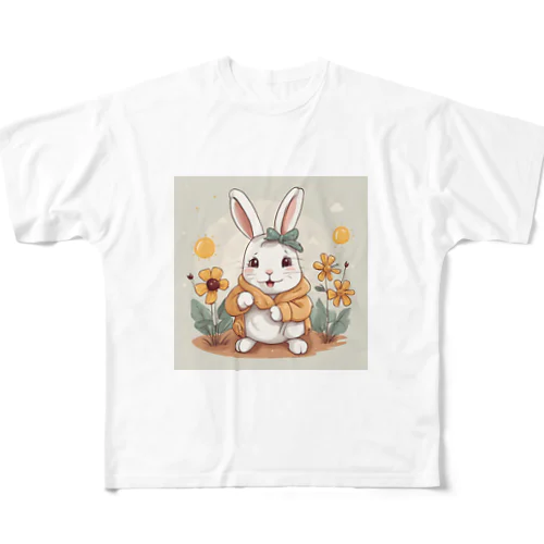 耳が可愛いうさぎちゃん フルグラフィックTシャツ