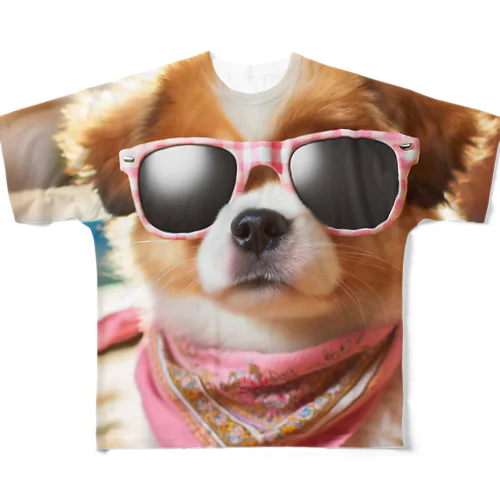 サングラスをかけた、かわいい犬 Marsa 106 All-Over Print T-Shirt