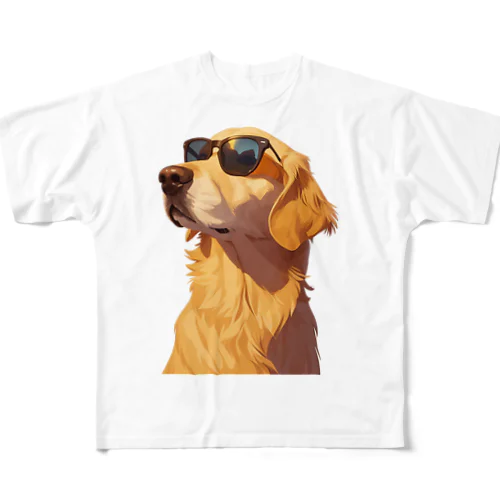 サングラスをかけた、かわいい犬 Marsa 106 フルグラフィックTシャツ