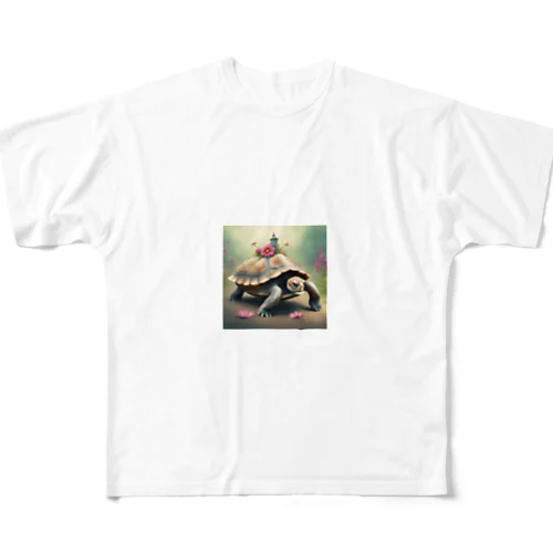 癒される動物（カメ） フルグラフィックTシャツ
