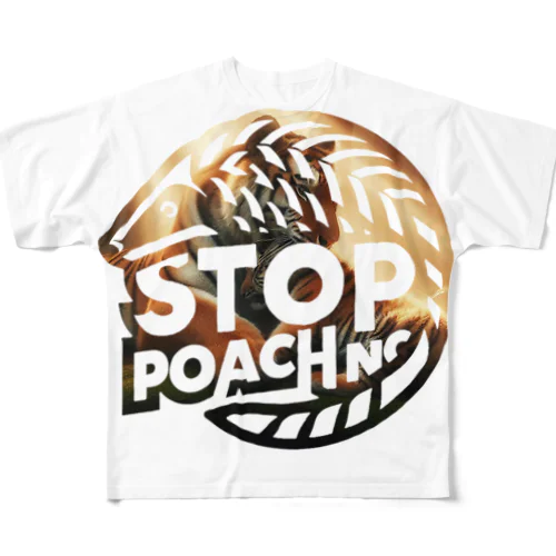 STOP POACHNG（アムールトラ親子） All-Over Print T-Shirt