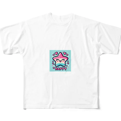 星空とLINEスタンプ風デザインが絶妙 All-Over Print T-Shirt