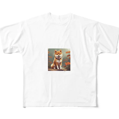 かわいい柴犬 フルグラフィックTシャツ