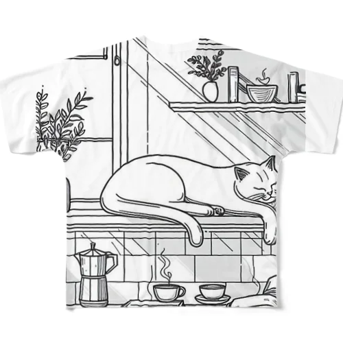 くつろぎ猫 フルグラフィックTシャツ