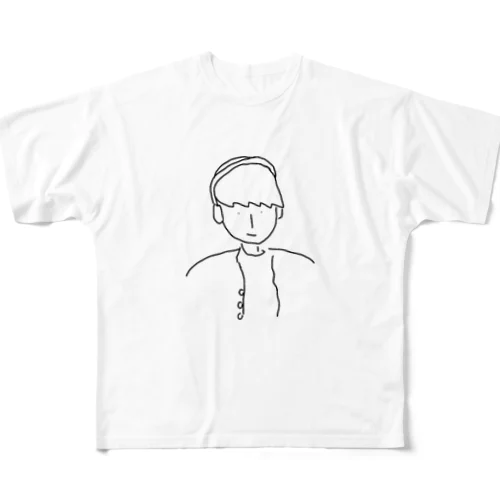 ゆるイラ#音楽を聞く人。 フルグラフィックTシャツ