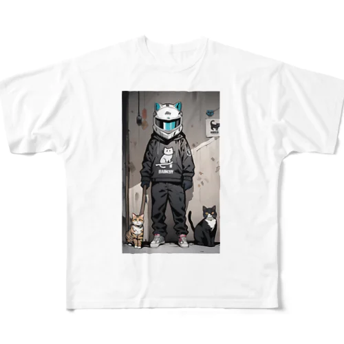 ヘルメット猫 All-Over Print T-Shirt
