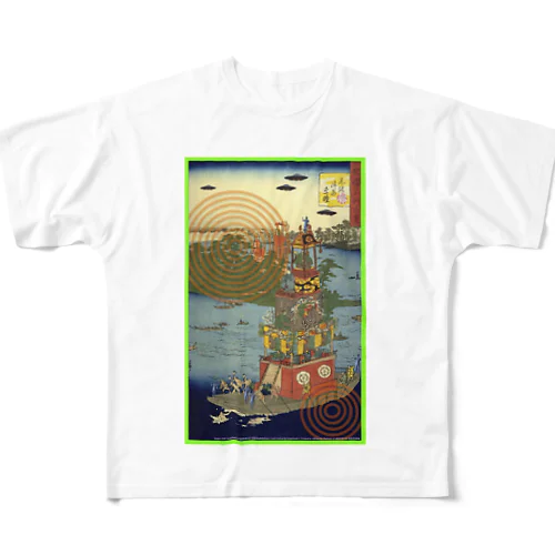  名所百景　尾張津島祭礼 All-Over Print T-Shirt