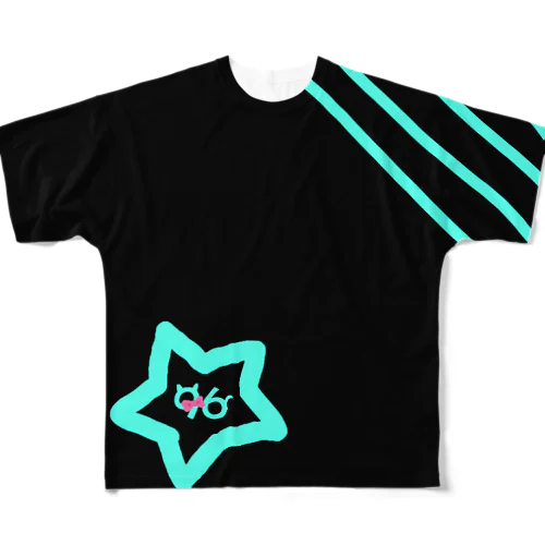 黒猫ちゃん All-Over Print T-Shirt