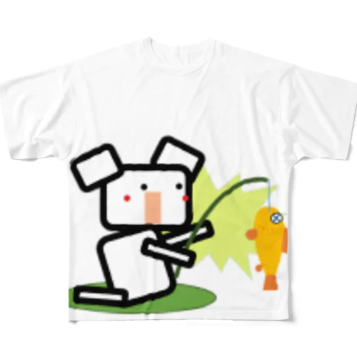 わんこ さかなつり フルグラフィックTシャツ