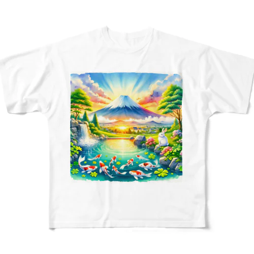 開運富士山！ フルグラフィックTシャツ