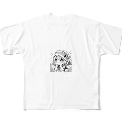 サメJKちゃん All-Over Print T-Shirt
