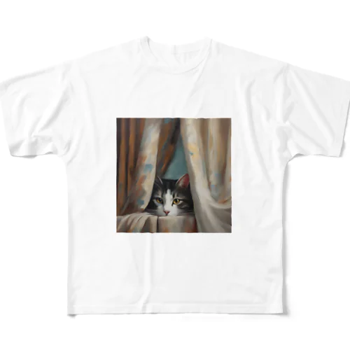 窓辺の覗き猫🐱 All-Over Print T-Shirt