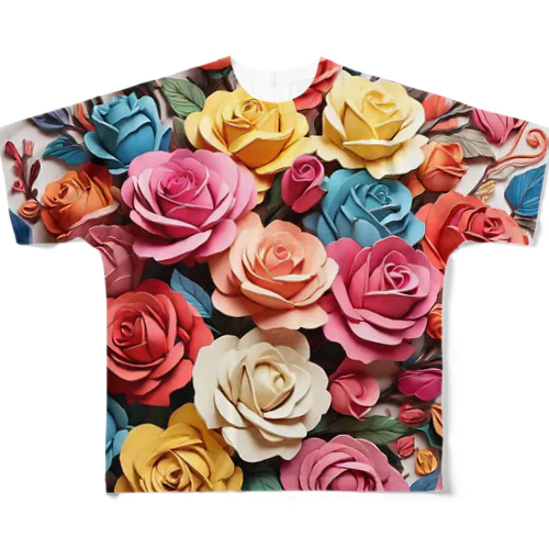 薔薇 All-Over Print T-Shirt