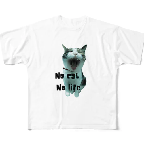 No cat No life フルグラフィックTシャツ