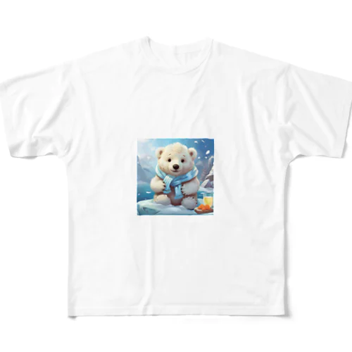 お腹が空いている白くま フルグラフィックTシャツ