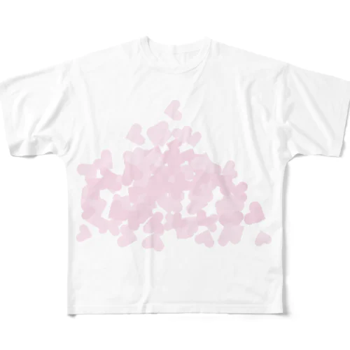 【積もったheart mark】百のハート♡飴霰(あめあられ) フルグラフィックTシャツ