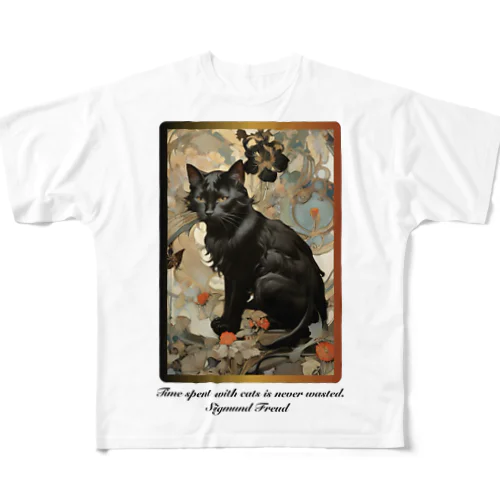 クールな黒にゃんこ All-Over Print T-Shirt