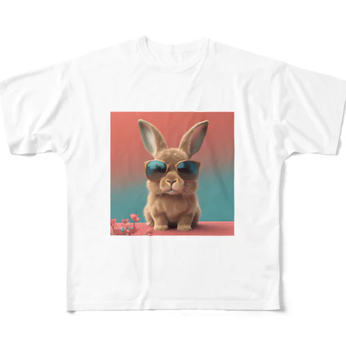 サングラスをかけたうさぎ3 フルグラフィックTシャツ