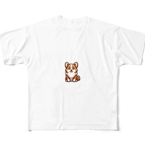 ウェルシュ・コーギー・ペンブローク【かわいい動物たち】 フルグラフィックTシャツ