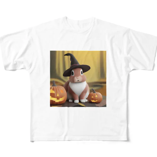 ハロウィンのうさぎ All-Over Print T-Shirt