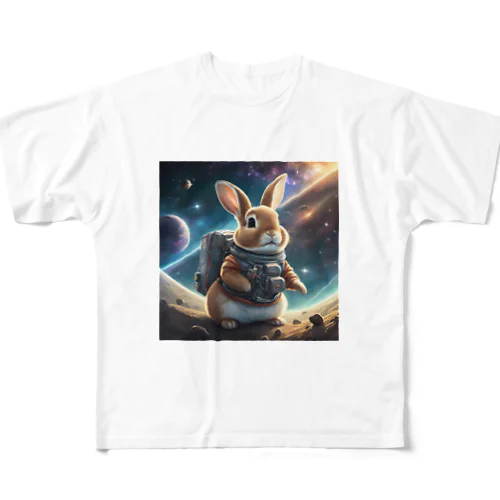 宇宙を旅するうさぎ フルグラフィックTシャツ