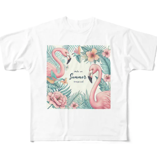サマーフラミンゴ All-Over Print T-Shirt