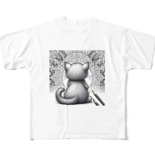 Back-raised Dream Cat フルグラフィックTシャツ