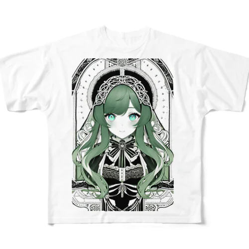 ㎇ちゃん　グレースケール風　B フルグラフィックTシャツ