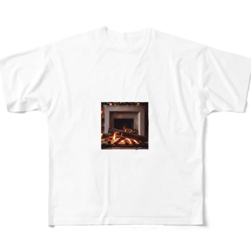 暖炉 フルグラフィックTシャツ