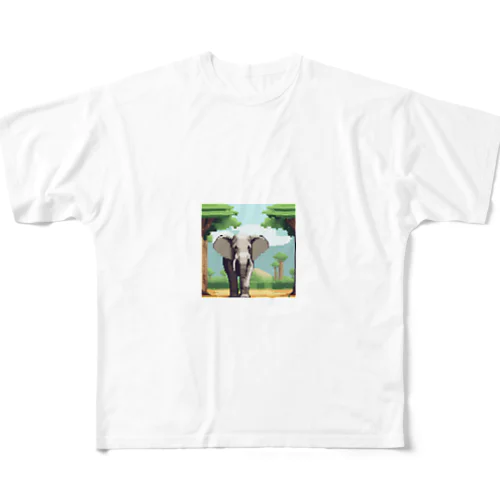 動物園のゾウ フルグラフィックTシャツ