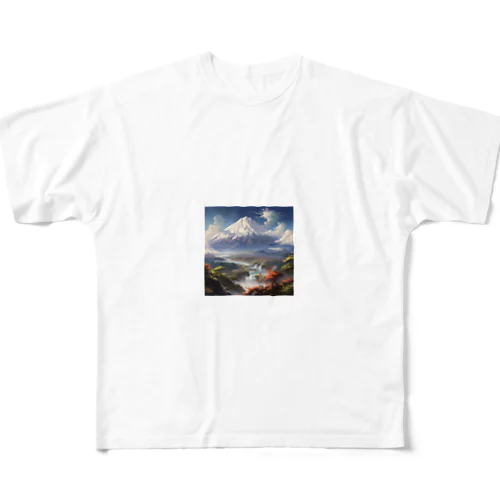 山の美しい風景　なでしこ1478 フルグラフィックTシャツ