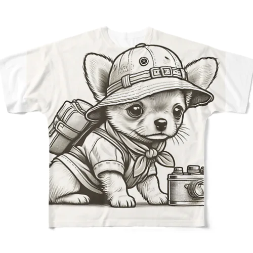 **冒険者の子犬のチワワ** フルグラフィックTシャツ