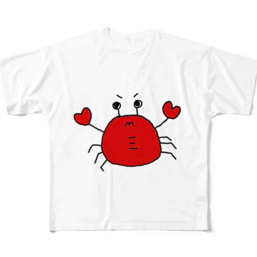 ひょっこり現れたカニ フルグラフィックTシャツ