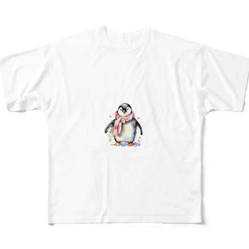 春を迎えるペンギン フルグラフィックTシャツ