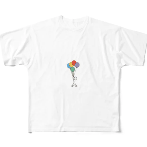 風船と男の子 All-Over Print T-Shirt