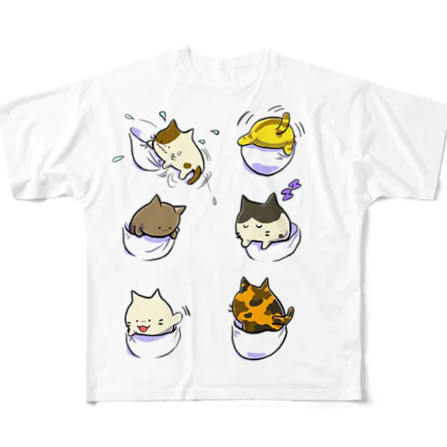猫ポケットスタイル フルグラフィックTシャツ