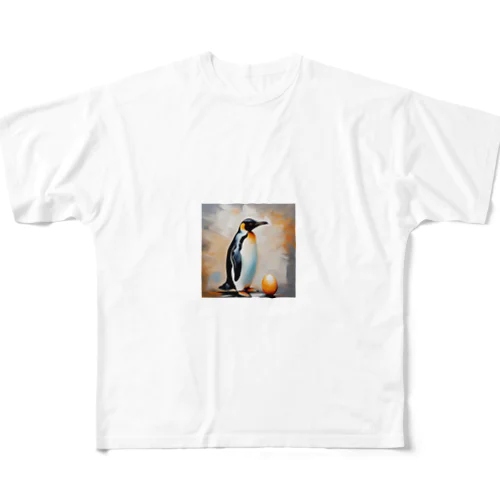 卵を温かく見守っているペンギン All-Over Print T-Shirt