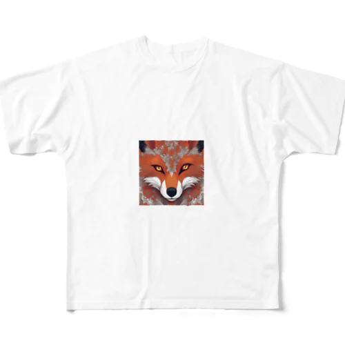 灰の化粧の狐 フルグラフィックTシャツ