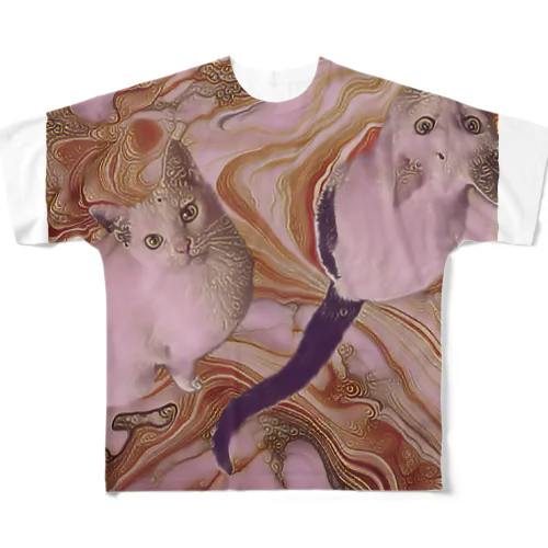 かわいい猫ちゃんの上目遣い All-Over Print T-Shirt