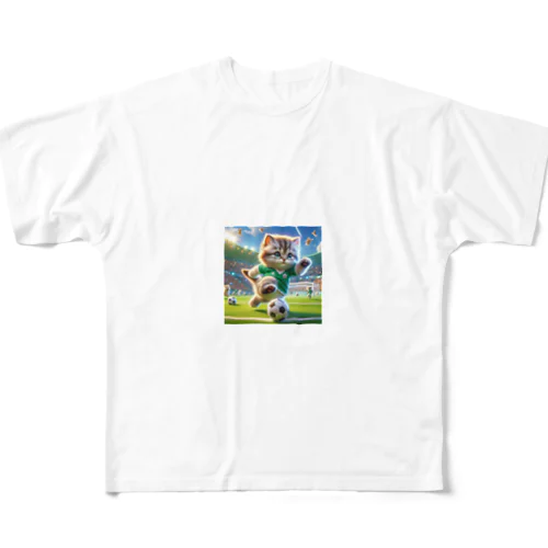 サッカーにゃんこ All-Over Print T-Shirt
