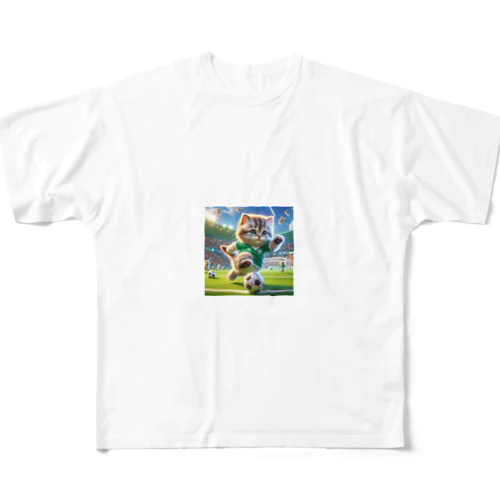 サッカーにゃんこ フルグラフィックTシャツ