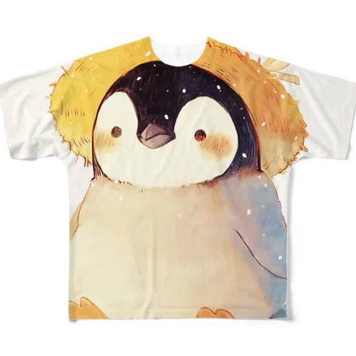 帽子をかぶった可愛い子供ペンギン Marsa 106 フルグラフィックTシャツ