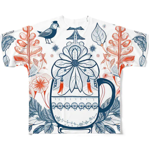 花の詩カップ(The Flower Poetry Cup) All-Over Print T-Shirt