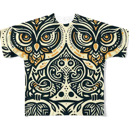 Symmetrical Owls フルグラフィックTシャツ